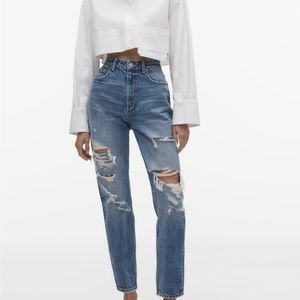 Zara trf ripped mom fit jeans